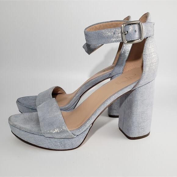 27 Edit Naturalizer Briar Blue Metallic Suede Block Heels - Picture 1 of 9